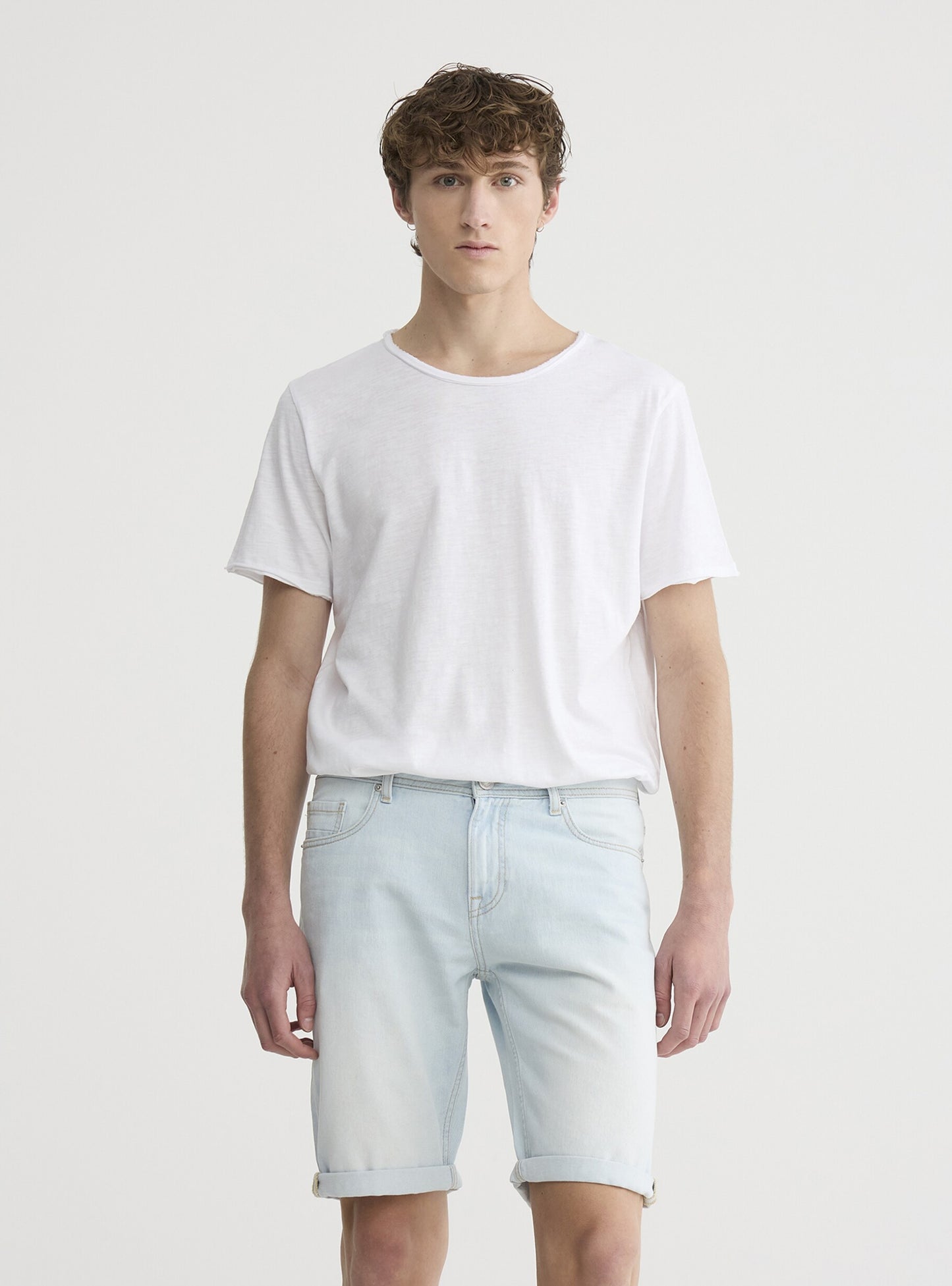 Regular Fit Elastic Waist Relaxed Fit Denim Shorts