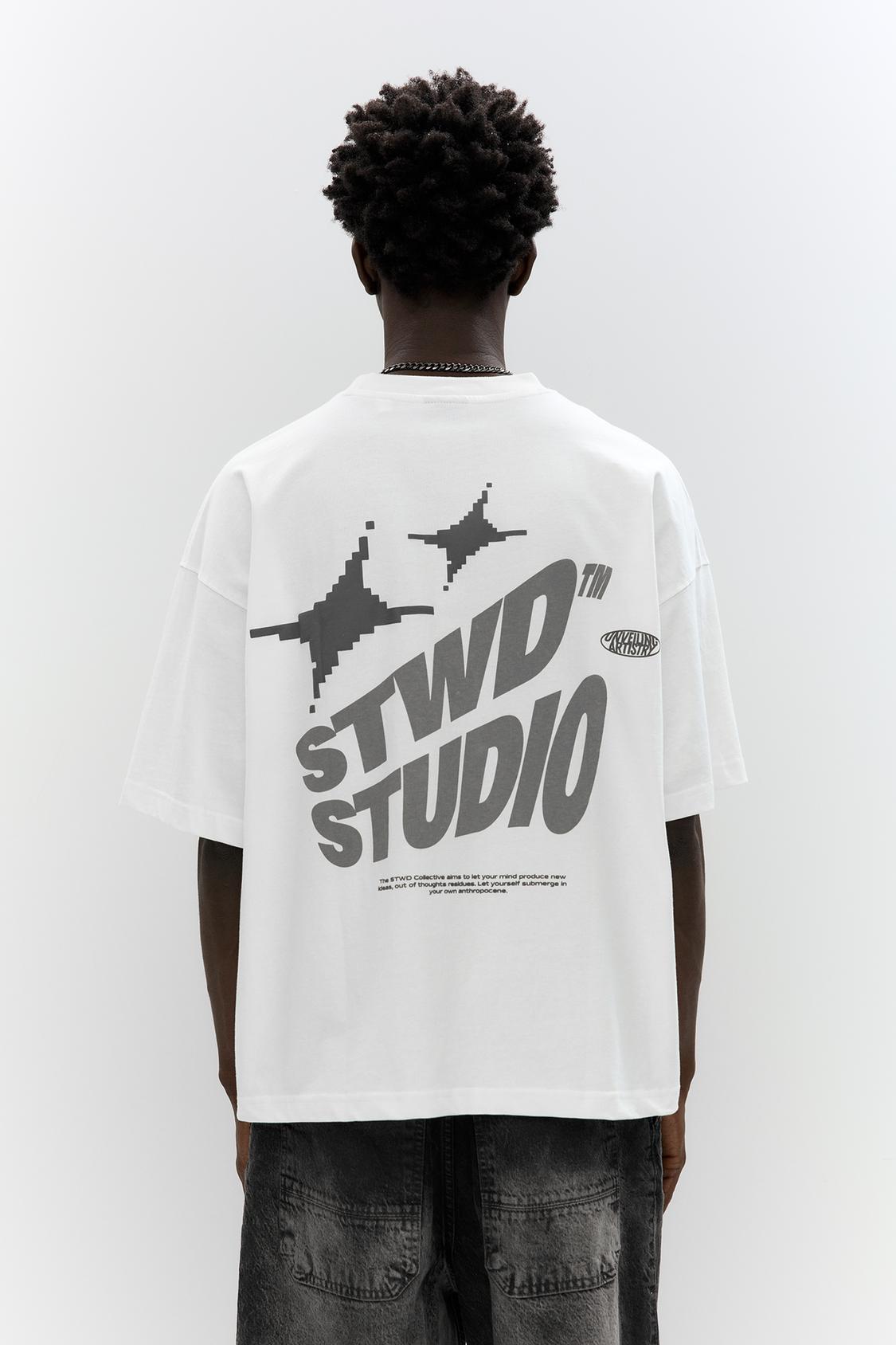 Pull&Bear distinctive contrast "STWD" logo graphic T-shirt