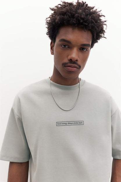Short sleeve sweatshirt with slogan