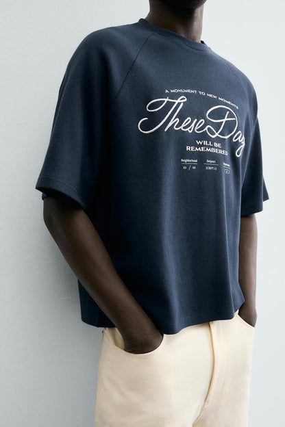 Zara WAFFLE-KNIT TEXTURE T-shirt