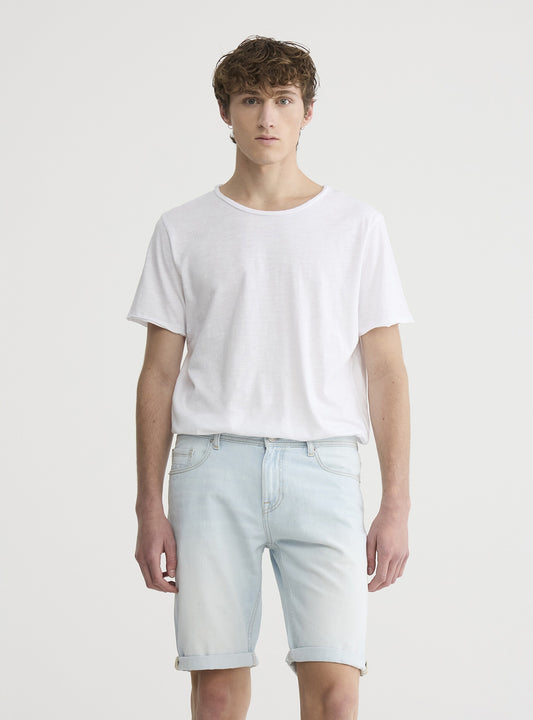 Regular Fit Elastic Waist Relaxed Fit Denim Shorts