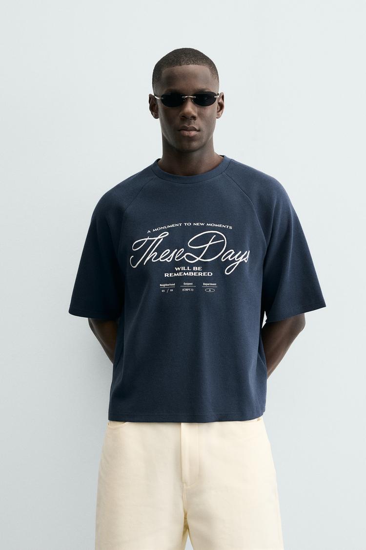 Zara WAFFLE-KNIT TEXTURE T-shirt