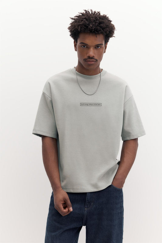 Short sleeve sweatshirt with slogan