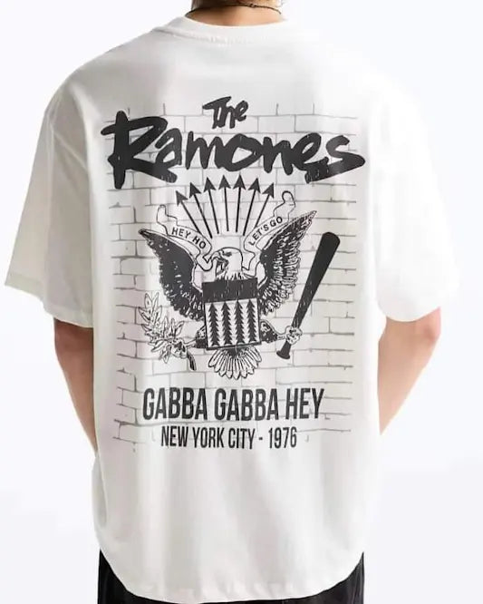 Pull&Bear  graphic print of the Ramones logo on the back T-shirt
