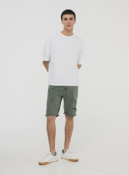 Grey AirFlex+ 9 Inches Ripped Denim Shorts