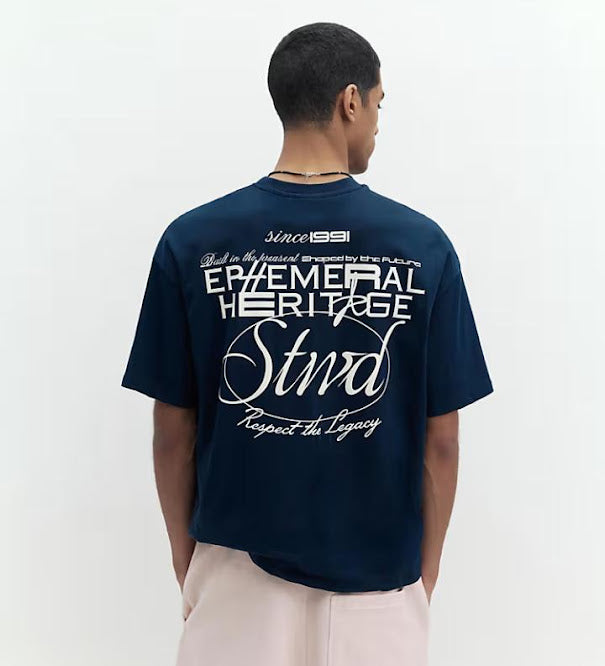 Pull&Bear Blue stwd graphic T-shirt