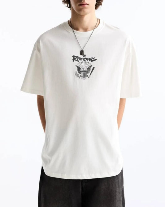 Pull&Bear  graphic print of the Ramones logo on the back T-shirt