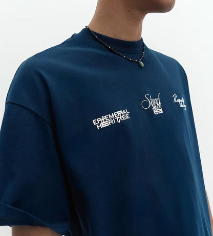 Pull&Bear Blue stwd graphic T-shirt