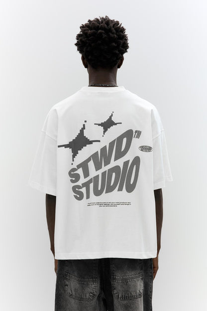 Pull&Bear distinctive contrast "STWD" logo graphic T-shirt