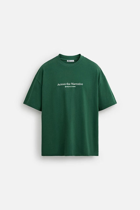 Zara CONTRASTING TEXT PRINT T-shirt
